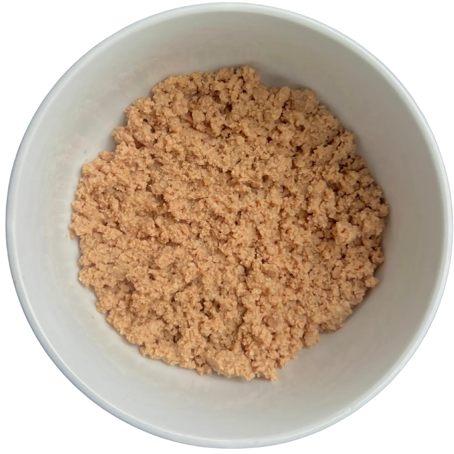 Louis Pet Co fresh chicken cat food in a white bowl showing smooth, light texture and color.”